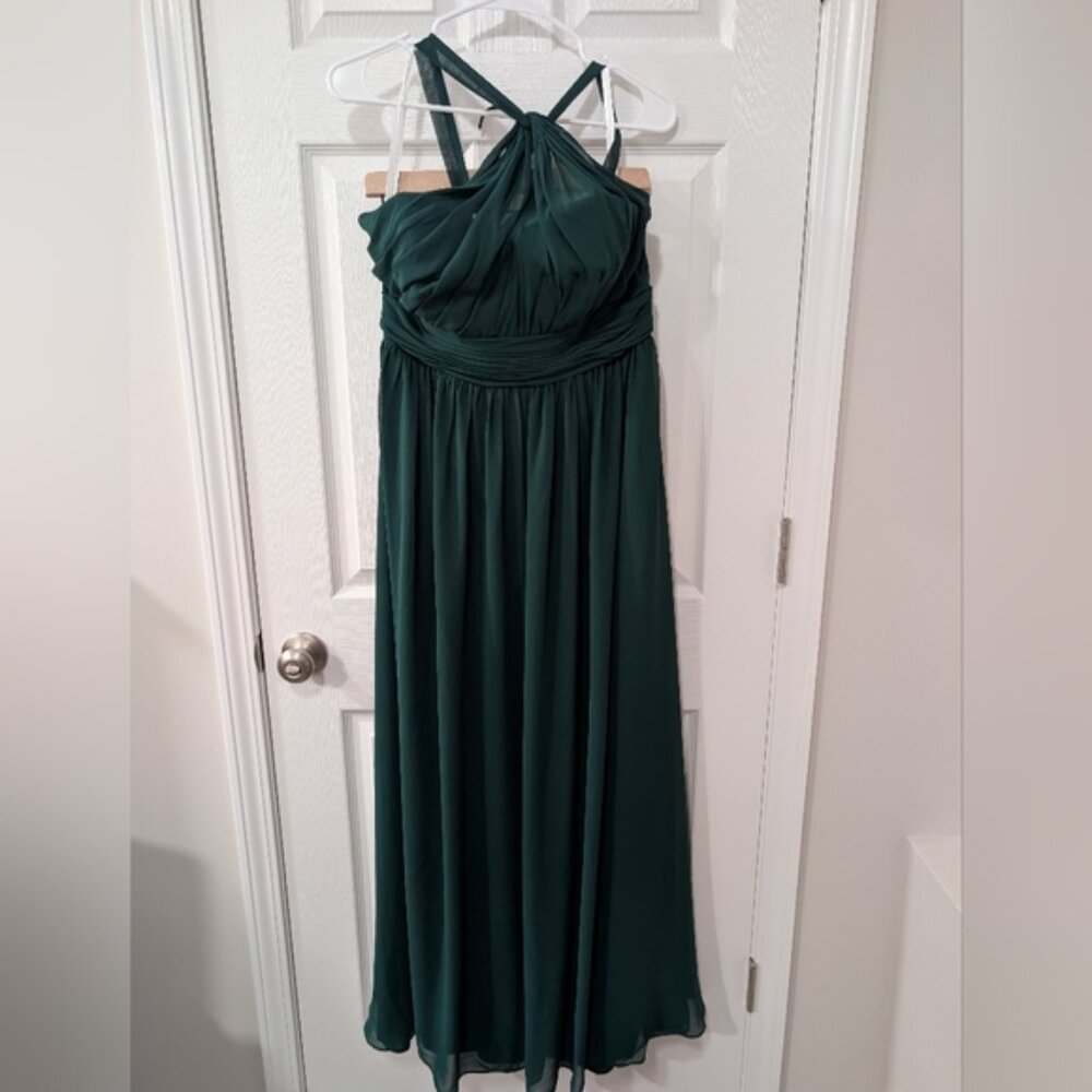 Revelry, Size 10, Emerald Green, High Neck, Brooklyn Bridesmaid Dress, Chiffon